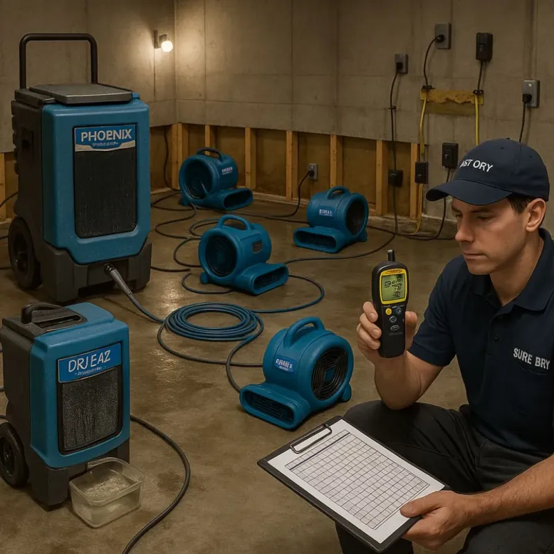 Structural Drying and Dehumidification process in South Windham, ME